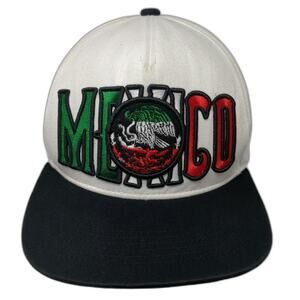 Top Level 5 Panel White One Size Mexico Eagle Crest Snapback Hat Graphic Cotton